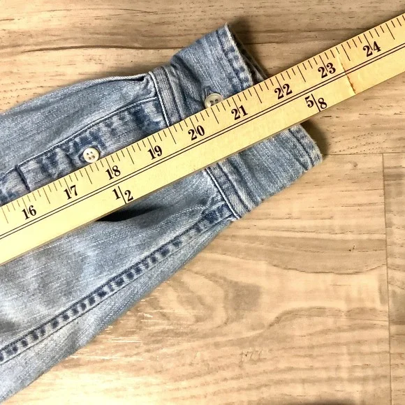 Womens Large Polo Ralph Lauren Denim Logo Shirt Long Sleeve Shirt Vintage - Picture 9 of 11